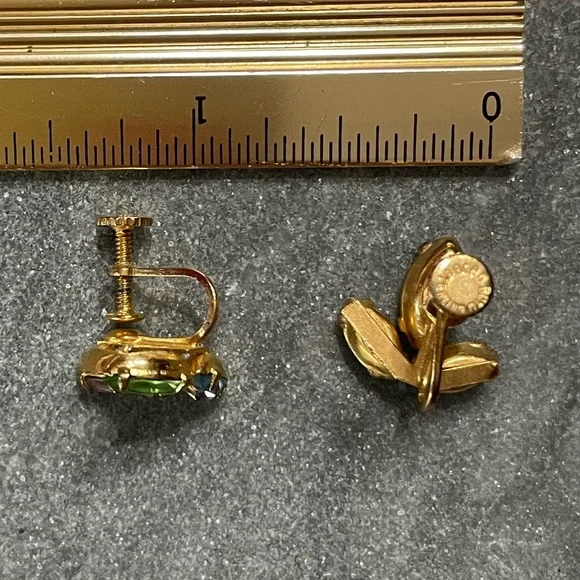 Vintage Multicolor Gemstone Earrings - Picture 5 of 9